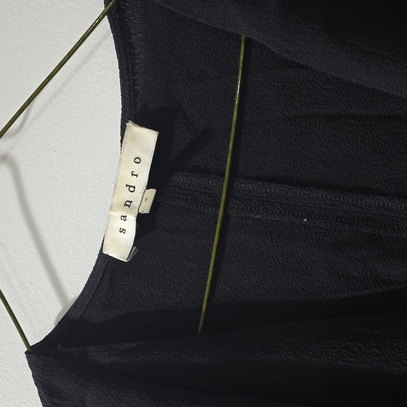 Sandro Romance Black Dress Shift Silver Metallic Sleeveless Mini - Picture 8 of 10